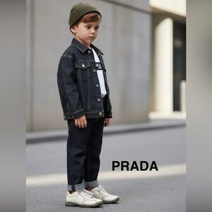 Authentic Prada luxury designer kids patent leather signature sneakers sz 13